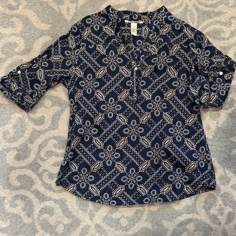 Lucky Brand Navy Blue Floral women’s Shirt